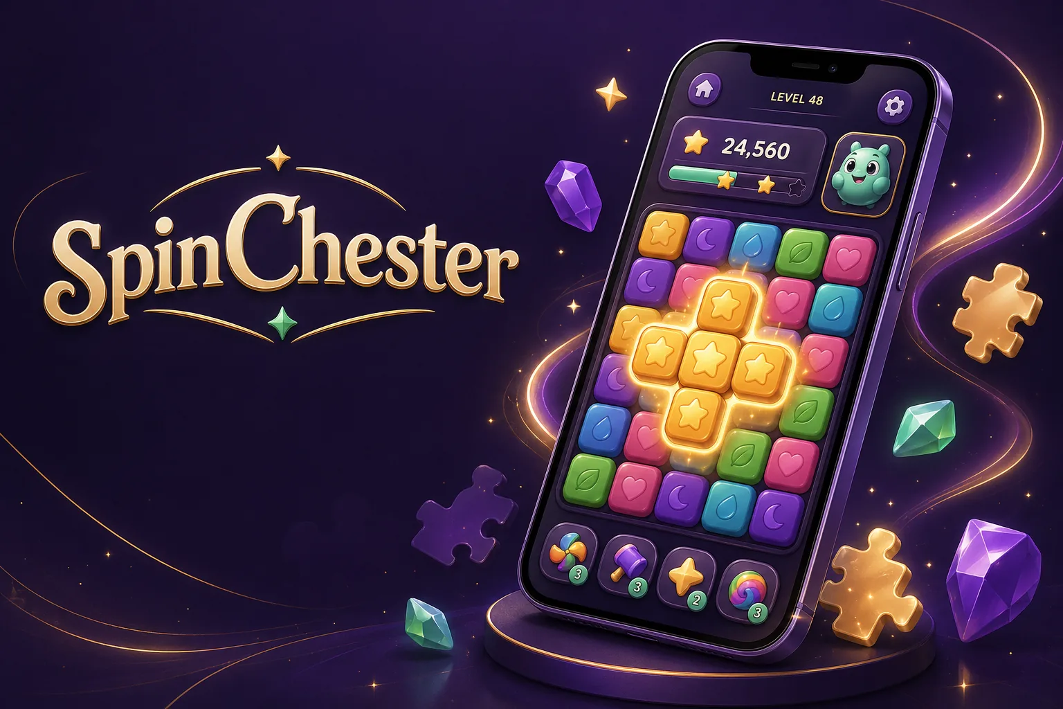 SpinChester casual puzzle hero artwork